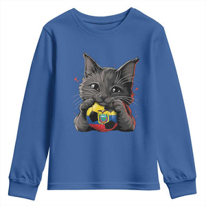 Ecuador Black Cat Soccer Game Day Youth Sweatshirt Cat Lover Gift