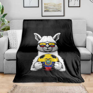 Funny Ecuador Alpaca Soccer Lover Throw Blanket South American Pride Gift