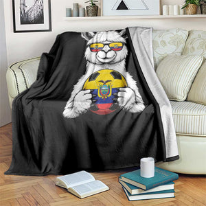 Funny Ecuador Alpaca Soccer Lover Throw Blanket South American Pride Gift