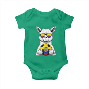 Funny Ecuador Alpaca Soccer Lover Baby Onesie South American Pride Gift