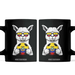 Funny Ecuador Alpaca Soccer Lover Coffee Mug South American Pride Gift