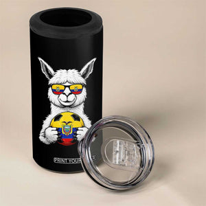 Funny Ecuador Alpaca Soccer Lover 4 in 1 Can Cooler Tumbler South American Pride Gift