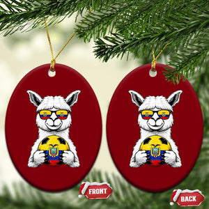 Funny Ecuador Alpaca Soccer Lover Ceramic Ornament South American Pride Gift