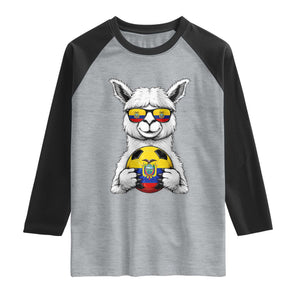 Funny Ecuador Alpaca Soccer Lover Raglan Shirt South American Pride Gift