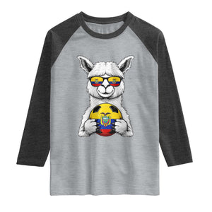 Funny Ecuador Alpaca Soccer Lover Raglan Shirt South American Pride Gift