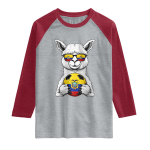 Funny Ecuador Alpaca Soccer Lover Raglan Shirt South American Pride Gift