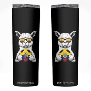 Funny Ecuador Alpaca Soccer Lover Skinny Tumbler South American Pride Gift