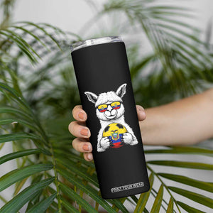 Funny Ecuador Alpaca Soccer Lover Skinny Tumbler South American Pride Gift