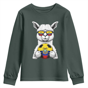 Funny Ecuador Alpaca Soccer Lover Youth Sweatshirt South American Pride Gift