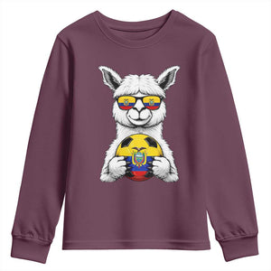 Funny Ecuador Alpaca Soccer Lover Youth Sweatshirt South American Pride Gift