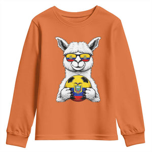 Funny Ecuador Alpaca Soccer Lover Youth Sweatshirt South American Pride Gift