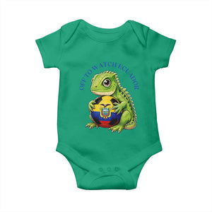 Off To Watch Ecuador Baby Onesie Funny Ecuador Iguana Soccer Fan Gift
