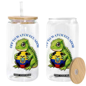 Off To Watch Ecuador Glass Can Funny Ecuador Iguana Soccer Fan Gift