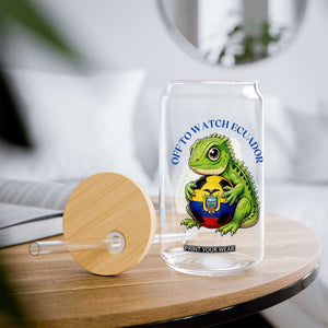 Off To Watch Ecuador Glass Can Funny Ecuador Iguana Soccer Fan Gift