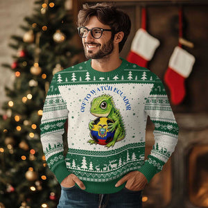 Off To Watch Ecuador Ugly Christmas Sweater Funny Ecuador Iguana Soccer Fan Gift