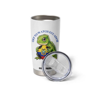 Off To Watch Ecuador Tumbler Cup Funny Ecuador Iguana Soccer Fan Gift