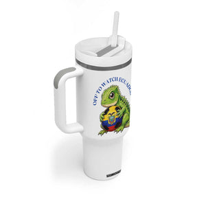 Off To Watch Ecuador Tumbler With Handle Funny Ecuador Iguana Soccer Fan Gift