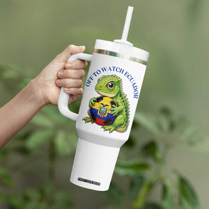 Off To Watch Ecuador Tumbler With Handle Funny Ecuador Iguana Soccer Fan Gift