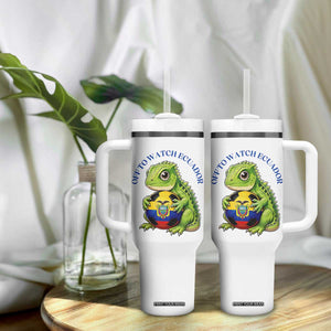 Off To Watch Ecuador Tumbler With Handle Funny Ecuador Iguana Soccer Fan Gift