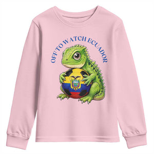 Off To Watch Ecuador Youth Sweatshirt Funny Ecuador Iguana Soccer Fan Gift