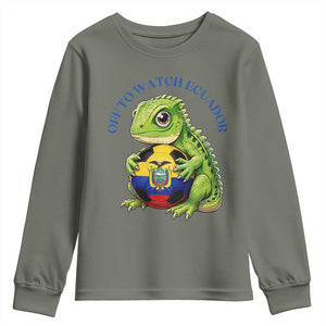 Off To Watch Ecuador Youth Sweatshirt Funny Ecuador Iguana Soccer Fan Gift