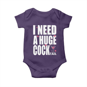 Funny Adult Humor Baby Onesie I Need A Huge Cocktail Drinking Gift TS12 Purple Print Your Wear