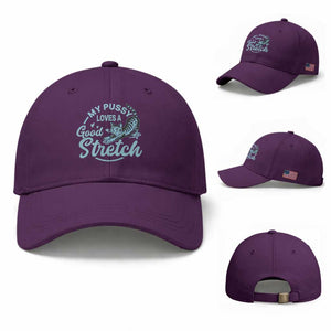 Adult Humor Cat Baseball Cap My Pussy Loves A Good Stretch TS12 Baseball Cap Universal Fit Purple Print Your Wear
