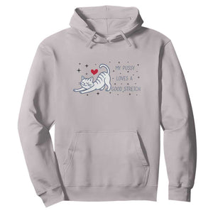 My Pussy Loves A Good Stretch Hoodie Adult Humor Cat Gift TS12 Ice Gray Print Your Wear