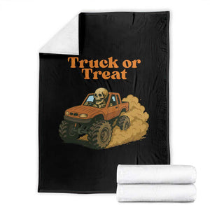 Truck Or Treat Skeleton Racing Throw Blanket Funny Halloween Truck Lover TS12 Black Print Your Wear