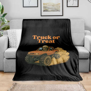 Truck Or Treat Skeleton Racing Throw Blanket Funny Halloween Truck Lover TS12 Print Your Wear