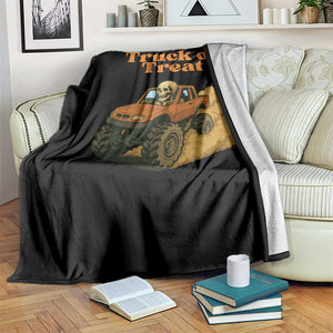 Truck Or Treat Skeleton Racing Throw Blanket Funny Halloween Truck Lover TS12 Print Your Wear