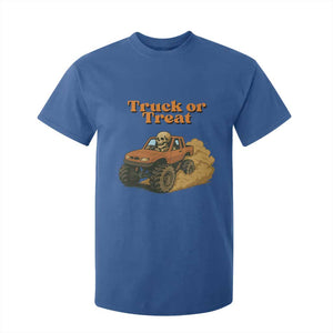 Truck Or Treat Skeleton Racing T Shirt For Kid Funny Halloween Truck Lover TS12 Royal Blue Print Your Wear