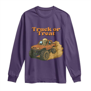 Truck Or Treat Skeleton Racing Long Sleeve Shirt Funny Halloween Truck Lover TS12 Purple Print Your Wear