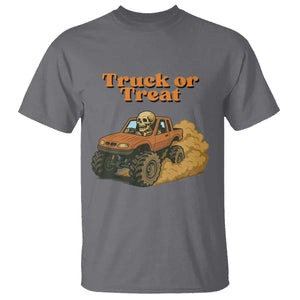 Truck Or Treat Skeleton Racing T Shirt Funny Halloween Truck Lover TS12 Charcoal Print Your Wear