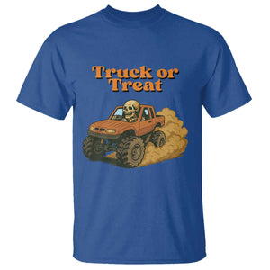 Truck Or Treat Skeleton Racing T Shirt Funny Halloween Truck Lover TS12 Royal Blue Print Your Wear