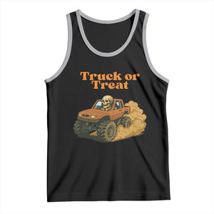 Truck Or Treat Skeleton Racing Tank Top Funny Halloween Truck Lover TS12 Black Athletic Heather Print Your Wear