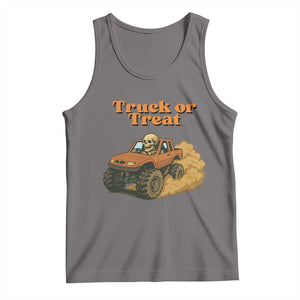 Truck Or Treat Skeleton Racing Tank Top Funny Halloween Truck Lover TS12 Deep Heather Print Your Wear