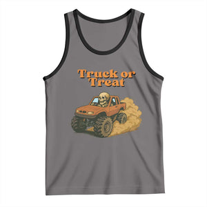 Truck Or Treat Skeleton Racing Tank Top Funny Halloween Truck Lover TS12 Deep Heather Black Print Your Wear