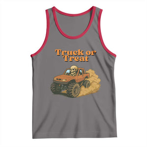 Truck Or Treat Skeleton Racing Tank Top Funny Halloween Truck Lover TS12 Deep Heather Red Print Your Wear