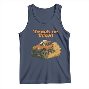 Truck Or Treat Skeleton Racing Tank Top Funny Halloween Truck Lover TS12 Navy Print Your Wear