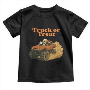 Truck Or Treat Skeleton Racing Toddler T Shirt Funny Halloween Truck Lover TS12 Black Print Your Wear