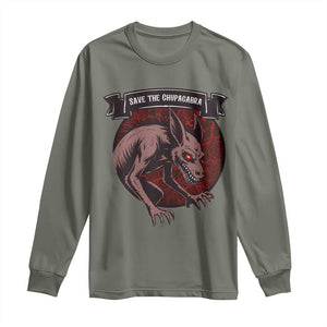 Chupacabra Long Sleeve Shirt Gothic Horror Save The Cryptid Gift TS12 Military Green Print Your Wear