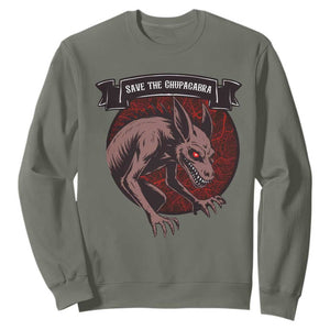Chupacabra Sweatshirt Gothic Horror Save The Cryptid Gift TS12 Military Green Print Your Wear