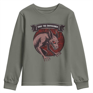 Chupacabra Youth Sweatshirt Gothic Horror Save The Cryptid Gift TS12 Military Green Print Your Wear