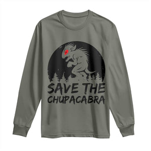 Chupacabra Long Sleeve Shirt Funny Cryptid Save The Goat Sucker Gift TS12 Military Green Print Your Wear
