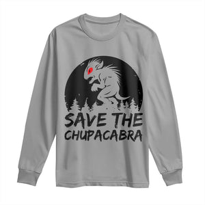 Chupacabra Long Sleeve Shirt Funny Cryptid Save The Goat Sucker Gift TS12 Sport Gray Print Your Wear
