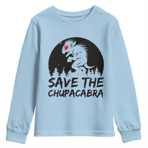 Chupacabra Youth Sweatshirt Funny Cryptid Save The Goat Sucker Gift TS12 Light Blue Print Your Wear