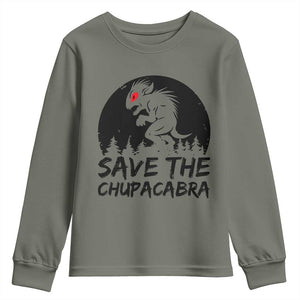 Chupacabra Youth Sweatshirt Funny Cryptid Save The Goat Sucker Gift TS12 Military Green Print Your Wear