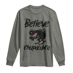 Urban Legends And Mystery Gift Long Sleeve Shirt Believe Chupacabra TS12 Military Green Print Your Wear