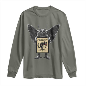 Mothman Missing Chupacabra Long Sleeve Shirt Funny Cryptid Gift TS12 Military Green Print Your Wear